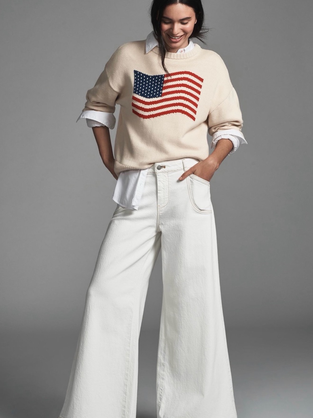 Pilcro Wide-Leg White Jeans